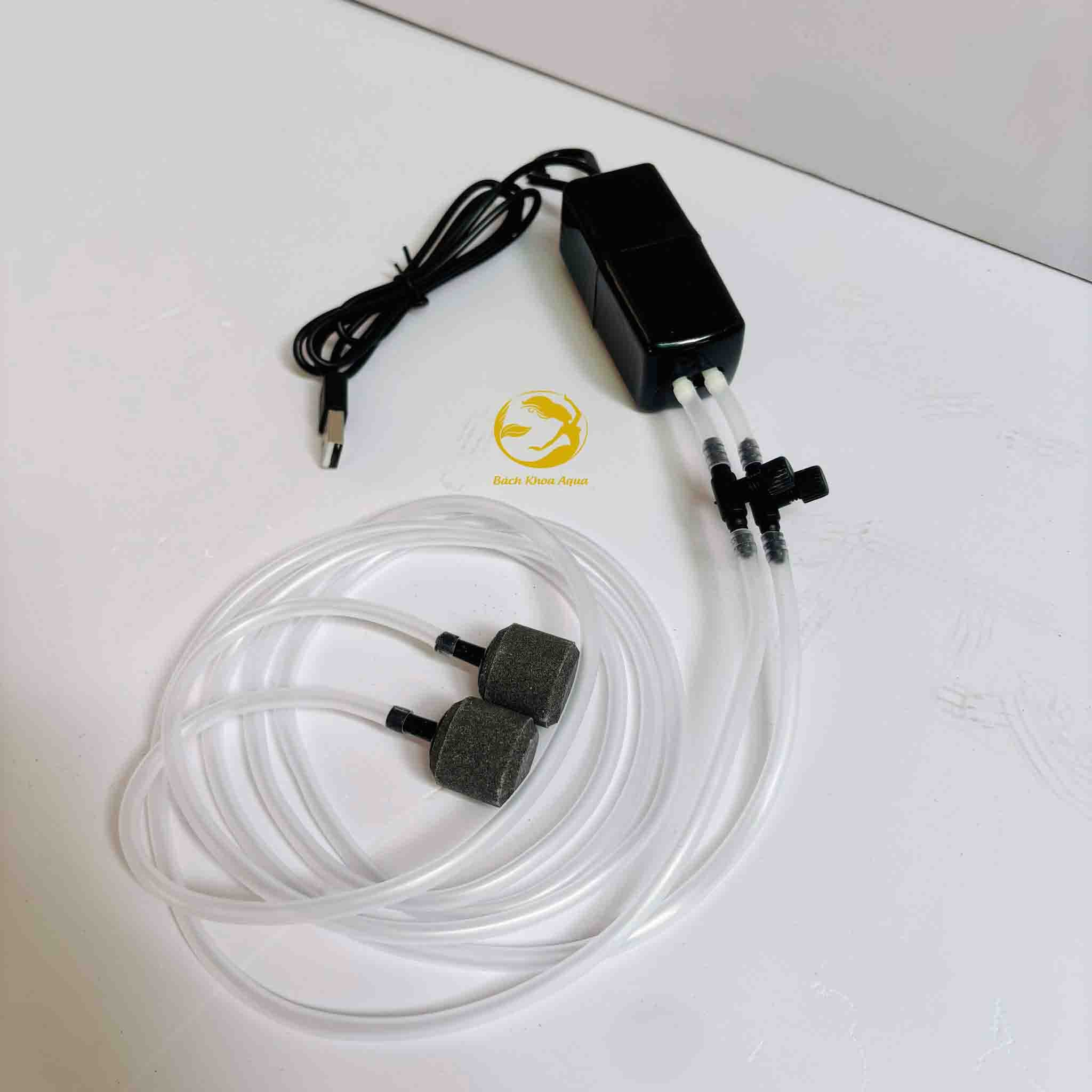Máy sủi USB mini 2 vòi đủ phụ kiện
